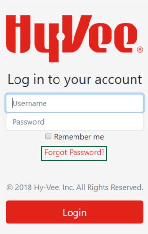 HyVee Connect Forget Password